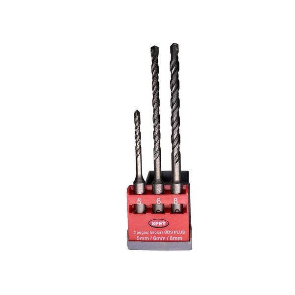Jogo de Brocas SDS Plus p/ Concreto 5 a 8 mm Kit com 3 Peças