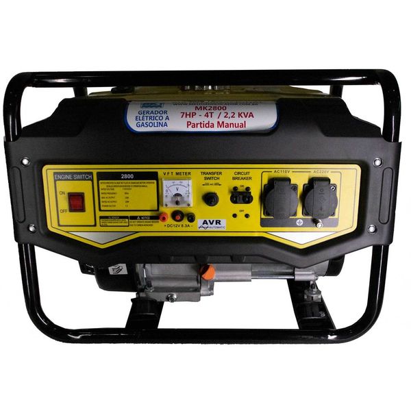 Gerador de Energia a Gasolina MK2800 127V/230V 60HZ 2,2 KVA / 7HP - 4T Partida Manual