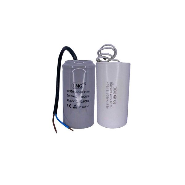 Kit Capacitor de Trabalho CBB60 e Partida CD60 para Motor Elétrico e Compactador