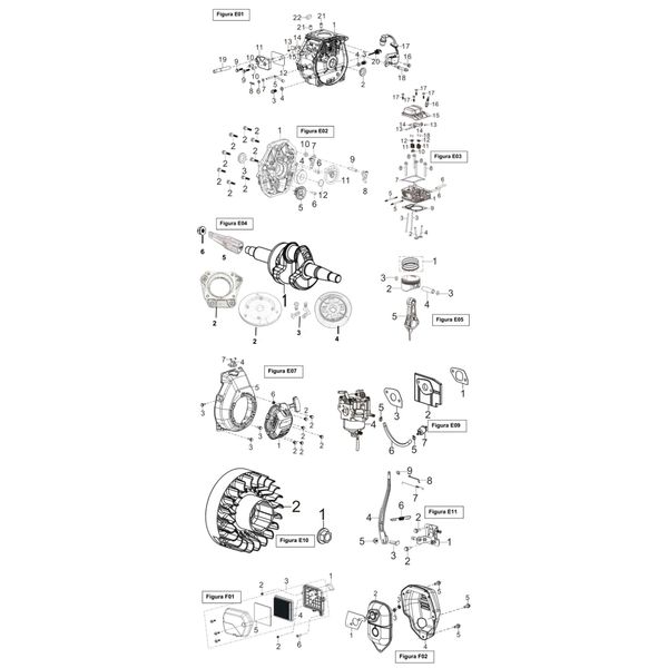 Vista Explodida / Motor SPX120R 4 T / Gasolina 4 HP