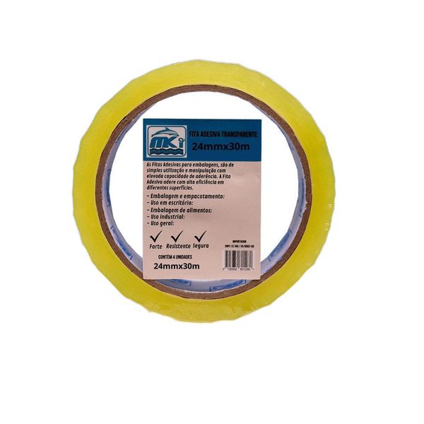 Fita Adesiva Transparente 24mmx 30m / Polipropileno BOPP / Para Embalagem e Empacotamento